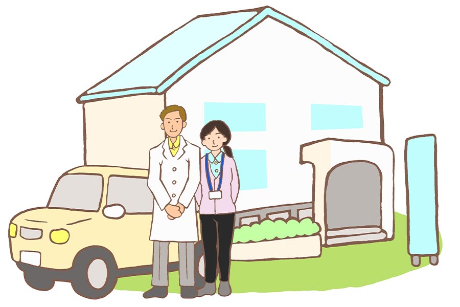 訪問診療する医師のイラスト