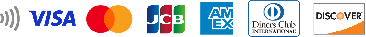 カード決済：VISA、mastercard、JCB、AMERICAN EXPRESS、Diners Club、DISCOVER